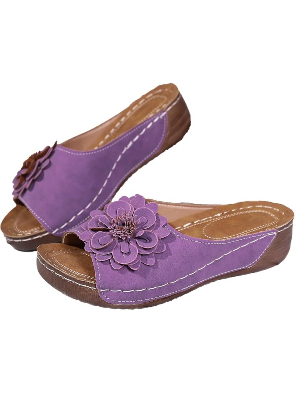Women's Purple Polyurethane Dressy Flower Orthopaedic Sandals Comfort Casual